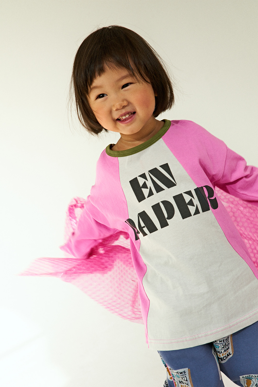 엔페이퍼 콤비 티셔츠 (핑크)