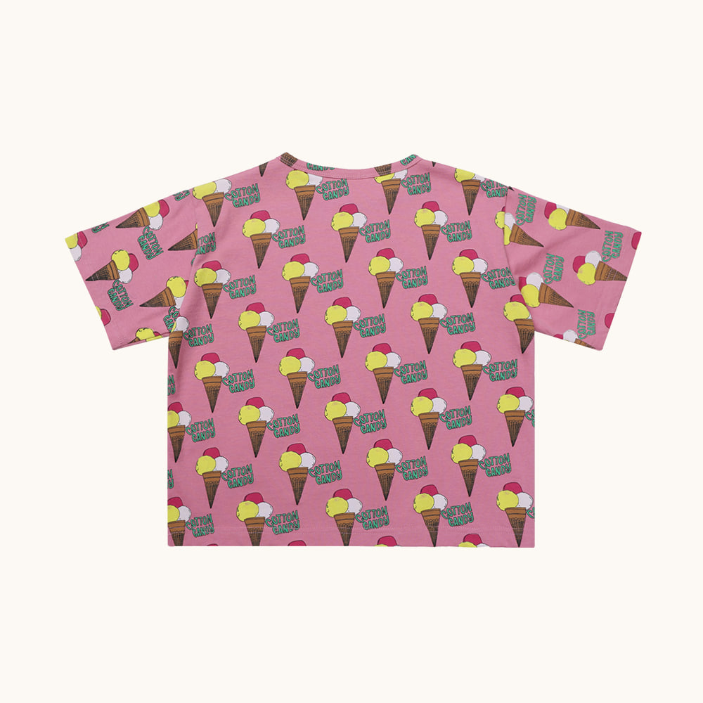핑크 아이스크림 숏 슬리브 티셔츠