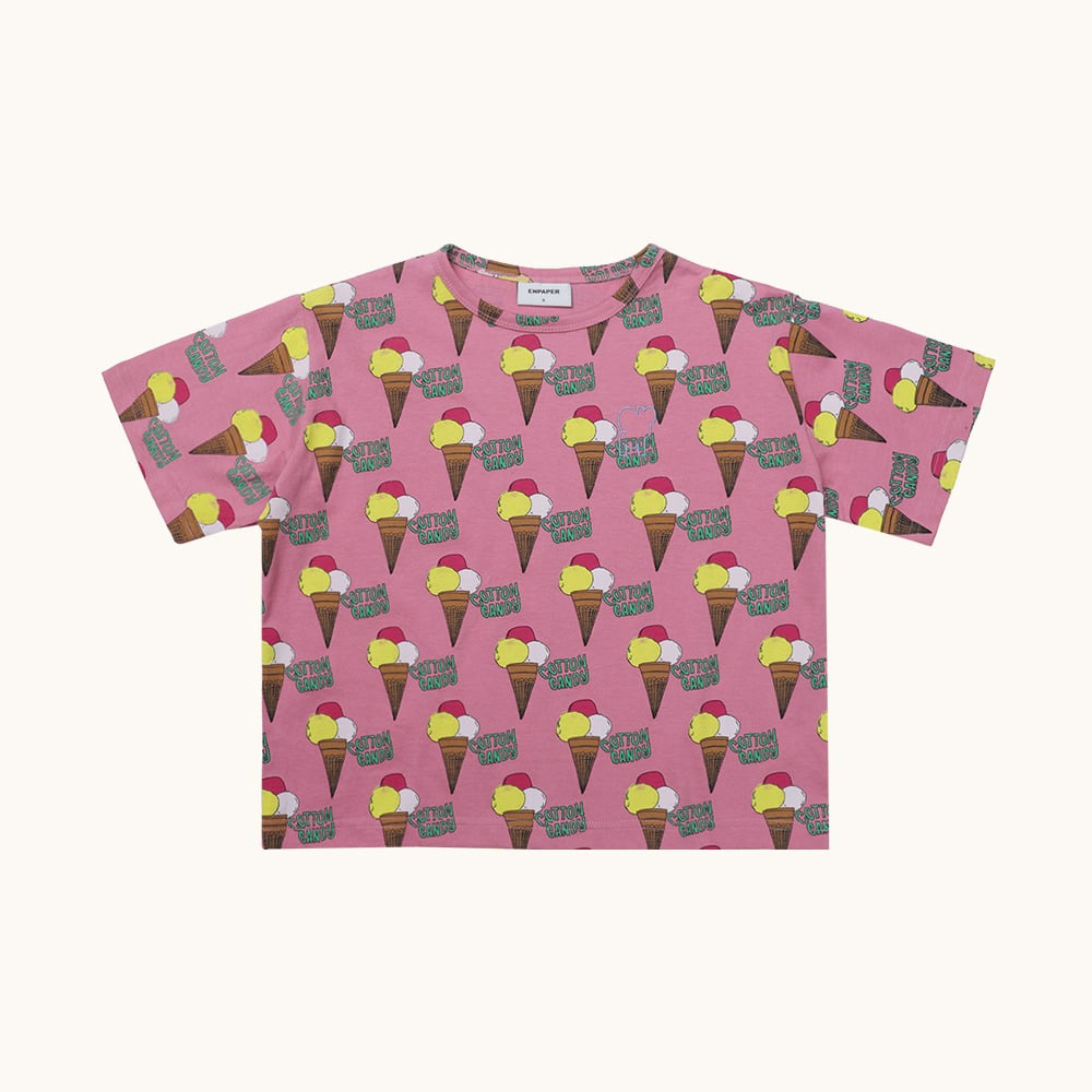 핑크 아이스크림 숏 슬리브 티셔츠